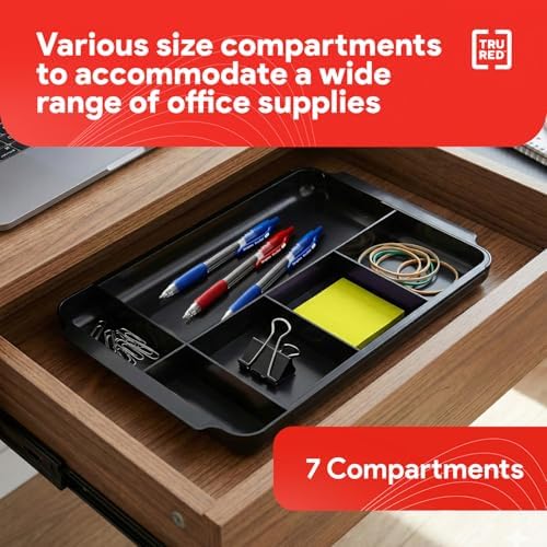 TRU RED Expandable Plastic Drawer Organizer, 7-Compartment, Black - Image 4