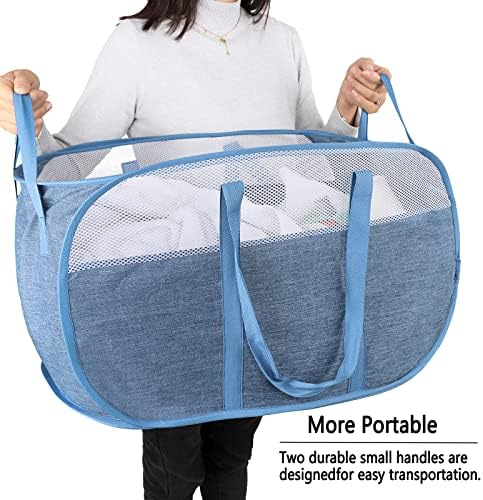 Pop Up Laundry Hamper，with Durable Handles collapsible laundry basket，Easy to Open and Fold for college Dorm,kids room，travel (Blue)… - Image 2
