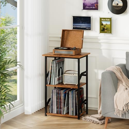 LOAKEKEL Record Player Stand, Large Vinyl Record Storage Up to 200 Albums - Image 2