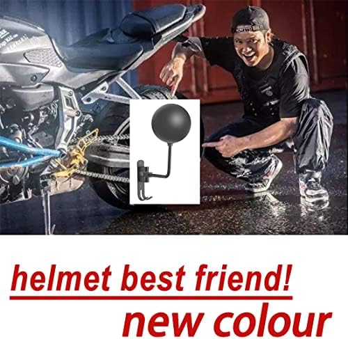 SANGMO Grey 180° Motorcycle Helmet Rack, Rotation Metal Helmet Holder Wall Mount, Helmet Holder Bike with 2 Hooks Helmet Hanger for Motorcycle Bike Coats, Caps, Baseballs, Rugby Helmet - Image 5