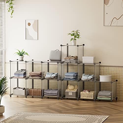 HOMIDEC 6 Light Grey Cube Storage Organizer, Modular Storage Shelf with Hammer, Cube Storage Bin Cabinet Closet Bookshelf for Living Room, Bedroom, Office, Each Cubes Size 11.8 x 11.8 inch - Image 6
