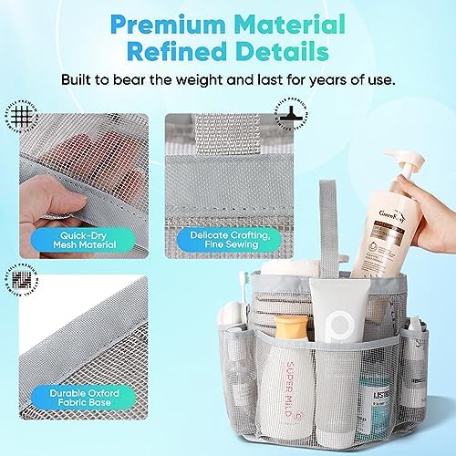 EUDELE 2 Pack Mesh Shower Caddy Portable for College Dorm Room Essentials, Shower Caddy Dorm with 9-Pocket Large Capacity,Shower Bag for Beach,Swimming,Gym All Black+All Grey - Image 5