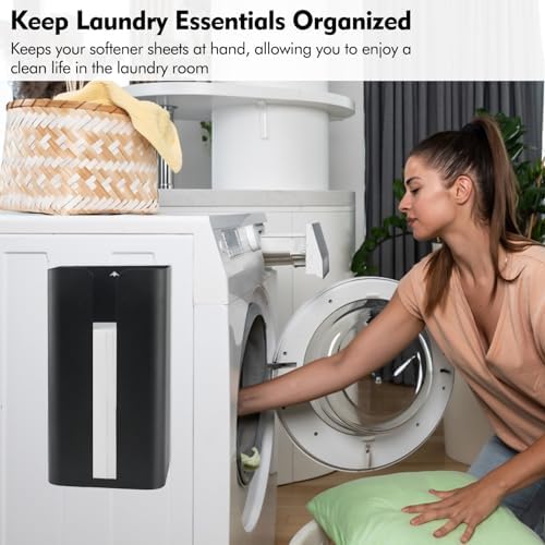 Magnetic Laundry Dryer Sheet Dispenser, Tissue Holder, Garbage Bag Dispenser for Fridge, Kitchen, Laundry (Black) - Image 2