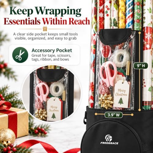 Freegrace Gift Wrap Organizer - Wrapping Paper Storage Bag 40.9" Under Bed - Image 4