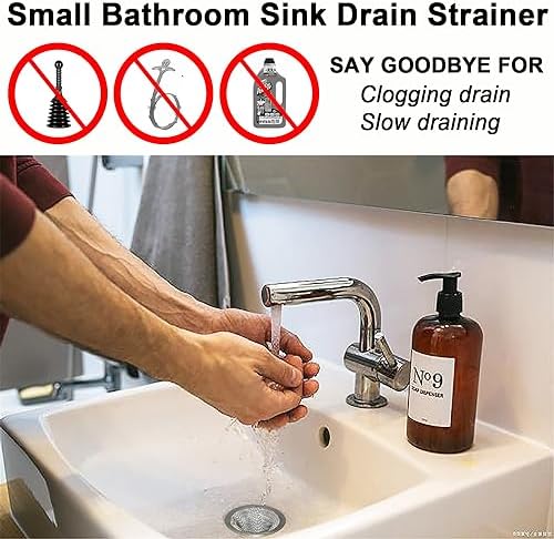 1.0" Small Drain Strainer, Sink Drain Hair Catcher, Bathroom Sink Drain Strainer, 2PCS Drain Mesh Baskets for Laundry, Mop Pool, Utility, Slop, RV Sink, Stainless Steel Drain Filter - Image 6