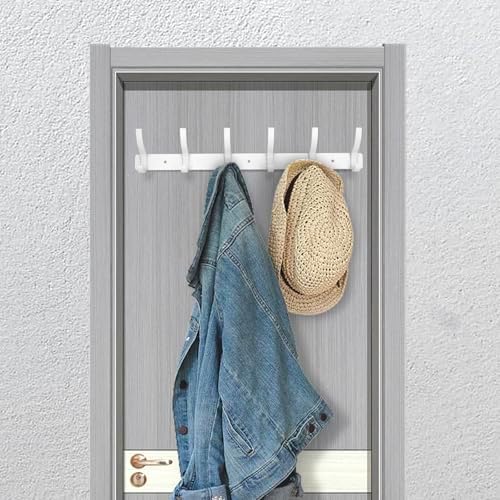 Coat Rack Wall Mounted,6 Coat Hooks for Hanging Coats,Heavy Duty Metal Double Hook Rack Hook Rail,Coat Rack with Hooks,Wall Mount Coat Hanger for Hat Towel Purse Robes (2 Pack White, 6 Hooks) - Image 5