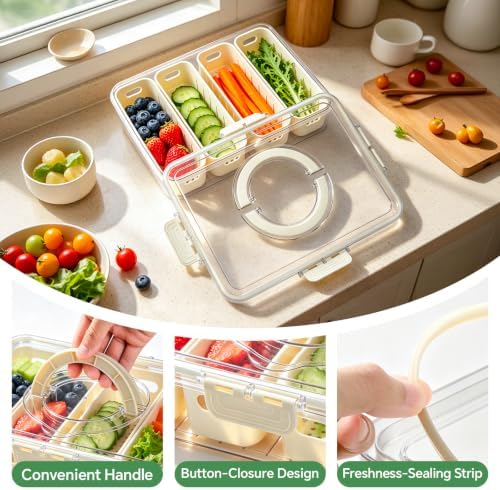 Salad Storage Container for Fridge, Produce Saver Bin with Lid & Handle - Image 2