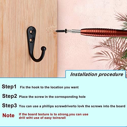 ZAYBOD 25 Pcs Black Wall Mounted Coat Hooks, Hanger Hook with 50 Pieces Screws for Hanging Hat, Towel, Key, Robe, Coats, Scarf, Bag, Cap, Coffee Cup, Mugs - Image 6