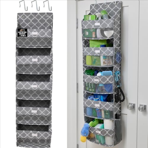 GORILLA GRIP Over The Door Organizer Storage, 5 Deep Hanging Shelves, Holds 50lbs, Closet Organizers Shelf for Bedroom, Shoes, Bathroom, Nursery, Dorm Essentials, 58x15 Inches, Quatrefoil by GorillaGrip