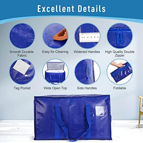Extra Large Moving Bags Heavy Duty Totes for Storage Packing, Space Saving, Traveling, with Zippers & Strong Carrying Handles (Set of 8) - Image 6