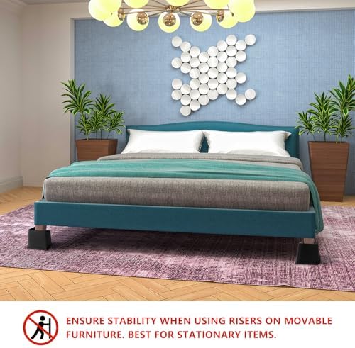 Bed Risers 5 inch Heavy Duty, 6 Pack Black Furniture Risers - Image 5