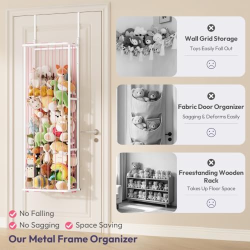 SWTYMIKI Hanging Stuffed Animal Storage - Over Door Toy Organizer, 3-Tier - Image 4