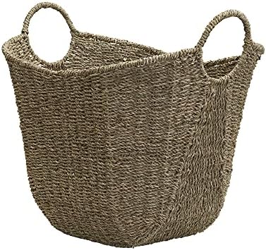 Household Essentials Seagrass Woven Storage Basket with Handles, Natural by HouseholdEssentials