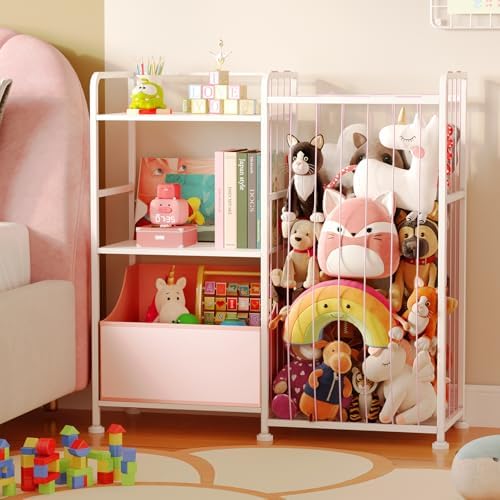 BBLIKE Toy Storage Organizer, Stuffed Animal Storage with Toy Bin, Pink by BBLIKE