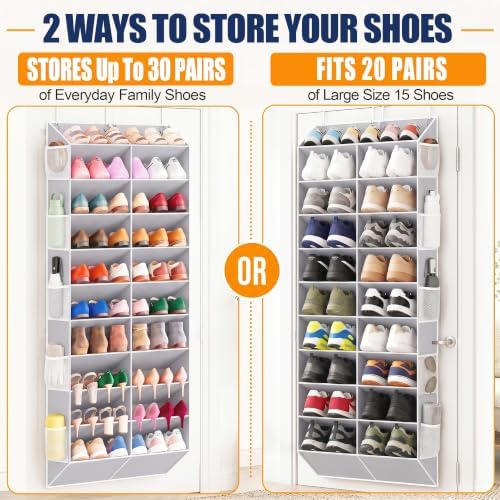UVIAHOMI 20-30 Pairs Over the Door Shoe Organizer with Side Mesh Pockets - Image 5