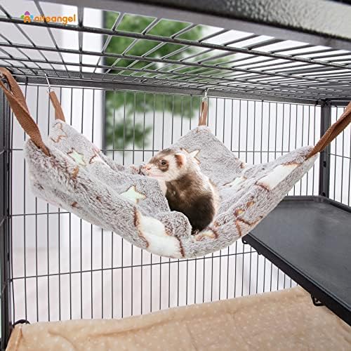 Niteangel Hanging Hammock Nap Sack Swing Bag Pet Sleeper for Ferret Rat Sugar Glider and Other Small Animals (Cream, Star) - Image 6