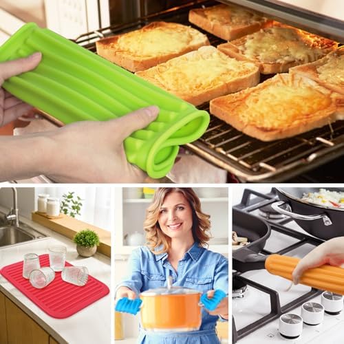 5 Pack Silicone Trivets for Hot Pots and Pans, 9 * 12Inch SiliconeTrivet for HotDishes, Colorful Heat Resistant Silicone Mat, Non-Slip Hot Pads Pot Holders for Kitchen Counter Hot Plate Mat - Image 4