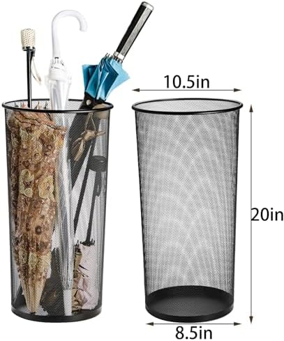 Youeon 2 Pack Large Umbrella Holder, 10.5x20 Inch Metal Mesh Umbrella Stand, Freestanding Bucket for Umbrellas, Canes, Walking Sticks, Wrapping Paper, Entryway, Home, Office, Hotel, Black - Image 2