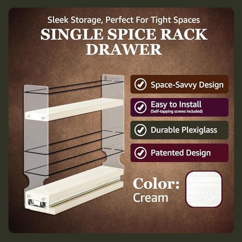 Vertical Spice Narrow Spice Rack -Sliding Spice Jars Organizer - Pantry Organizers & Storage - Slide Out Drawers for Kitchen Cabinets -Seasoning Caddy (2.3" W x .9.25" H x 10.6"D, Partially Assembled) - Image 3