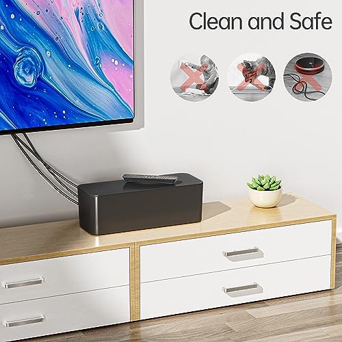 YECAYE 2 Pack Cable Management Box, Pet Friendly Cable Box Organizer for Home & Office, Child-Proof Floor Cord Cover, Cord Management and Cord Hider, Black - Image 6