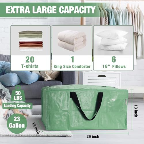 WORKPRO 6 Pack Extra Large Moving Bags with Backpack Straps & Handles - Image 3