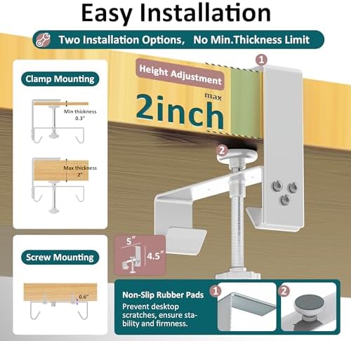 Extra Large 48" Under Desk Cable Management Tray for Standing Desk, No Drill Clamp On Wire Hider, Heavy Duty Anti-Sag Cord Organizer, Cable Tray for Studio & Dual Monitors (Beige, 47.8") - Image 3