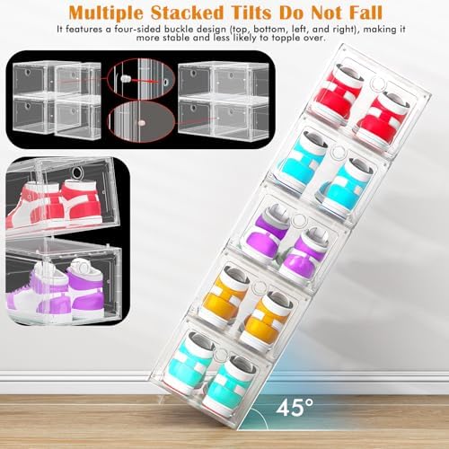 ARSTPEOE 12-Pack Shoe Storage Boxes Clear Magnetic Stackable - Image 3