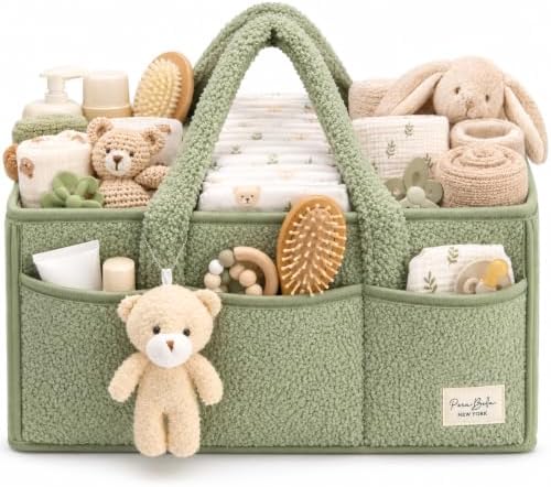 PeraBella Diaper Caddy Organizer for Changing Table, Storage Basket for Wipes, Gift for Baby Shower, Car Organizer, Nursery Organizer, Portable Storage by PeraBella