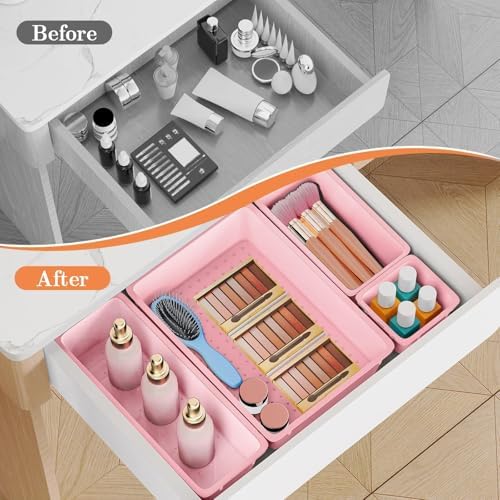 SpaceHacks 25 PCS Plastic Drawer Organizer, 4-Size Versatile Organizer Trays & storage Bins - Image 4