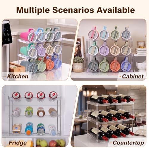 Large Compartment Water Bottle Organizer, Stackable Water Bottle Holder for Stanley 40 oz Tumbler, Clear Tumbler Organizer for Cabinet, Kitchen Pantry or Countertop, 3 Pack (3 Pack) - Image 6