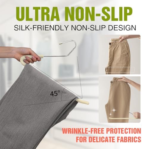 Foam Padded Non Slip Women Men Slacks Trouser Pants Hangers Beige Long 10 - Image 5
