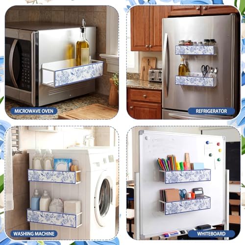Beeveer 2 Pack Floral and Bird Magnetic Fridge Shelf Spice Rack - Image 4