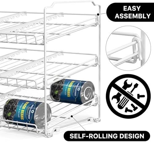 Simple Houseware 3-Tier Stackable Can Organizer Rack Hold 36 Cans, White - Image 5