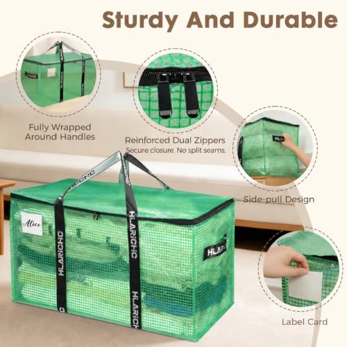 Heavy Duty Moving Bags 97L - Extra Large Storage Bags with Strong Zipper & Comfortable Handles, Packing Boxes for Moving House, College Dorm, 4 Pack, Clear, Virgin PE Material - Image 5