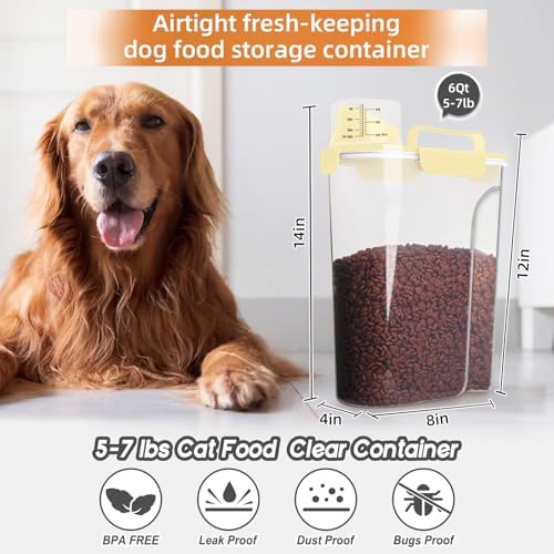 LEAWALK Cat Dog Pet Food Storage Container 5-7Lbs BPA-free (Light Yellow, 5L-1pack) - Image 3
