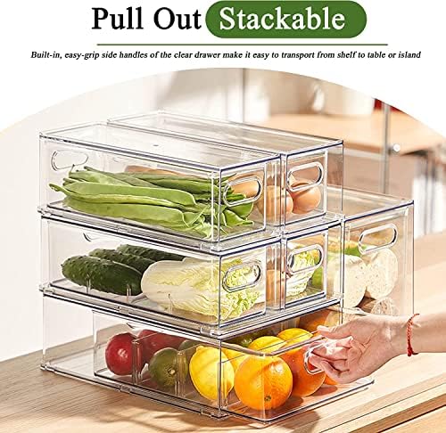 bealy 3 Pack Fridge Organizer and Storage,Clear Storge Bins with Pull-out Drawer, Fridge Drawers Clear Stackable Storage Drawer Containers for Freezer, Refrigerator, Pantry, Kitchen - Image 2