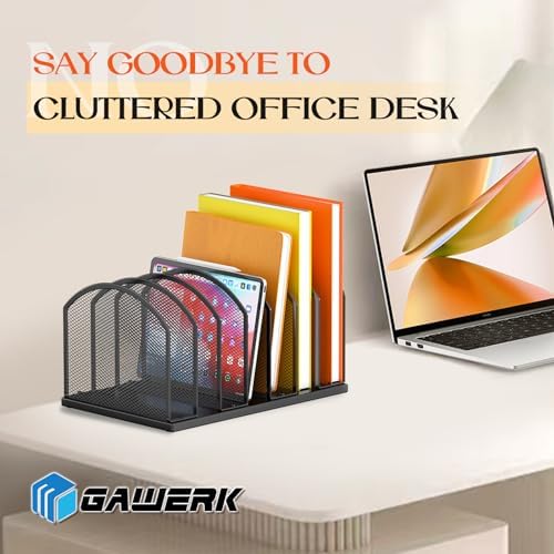 Gawerk 7-Section Metal Upright File Sorter Organizer, Office Small Letter Sorter Desktop File Organizer Metal Mesh Iron Sole, Black - Image 6
