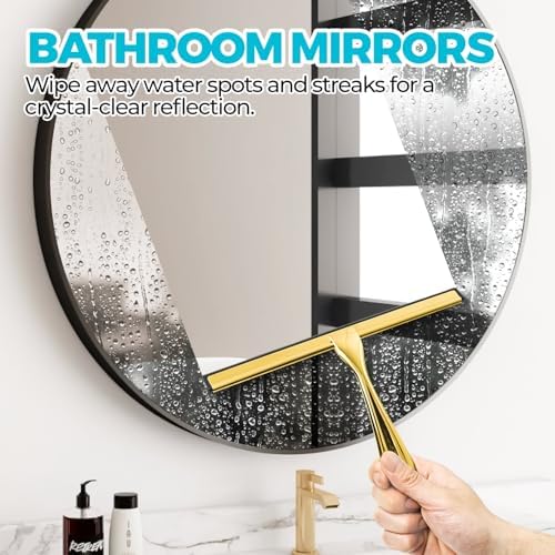ALFLOD 12" Shower Squeegee for Glass Doors, Tile Walls, Car Windows, Gold - Image 5