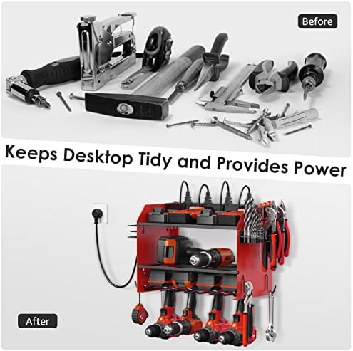 CCCEI Wall Mount Modular Tool Charging Organizer, Red, 1 Pack, 3 Tier. - Image 4