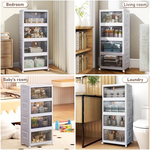 Wise Oannes Closet Organizers and storage with Wheels, 23QT Grey - Image 6