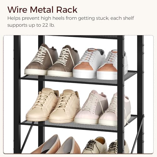 MAHANCRIS 10 Tier Narrow Shoe Rack Organizer, Tall Slim Shoe Storage for Small Space, Holds 10-20 Pairs, Metal Shoe Shelf with Wooden Top for Entryway Closet Bedroom, Rustic Brown and Black SRHR11401 - Image 5