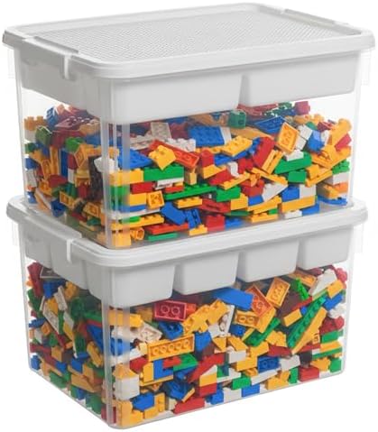 Citylife 32QT 2-Pack Clear Craft Storage Box Buildable Lid Removable Tray by CitylifeHomeOrganization