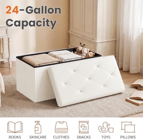 Sweetcrispy 30 Inch Storage Ottoman Bench, Spacious Ottoman with Storage - Image 4