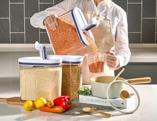 Felli Airtight Cereal Containers 3.3 Qt, Stackable BPA-Free Acrylic Cereal Dispenser with Flip-Top Lid, Medium Pantry Food Storage for Oats, Granola, Rice (Medium 3.3Qt - 3pk) - Image 2