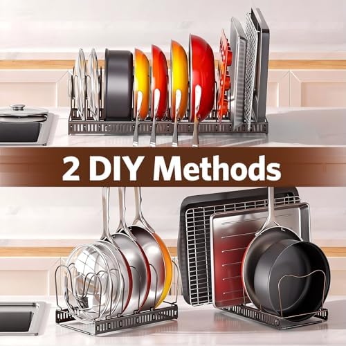 ORDORA Pots and Pans Organizer under Cabinet, 11.8-22.8" 12 Dividers Bronze - Image 5