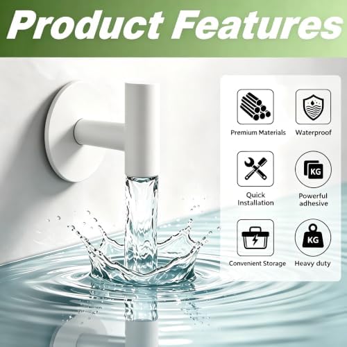 Heavy Duty Towel Hooks, Stainless Steel White Adhesive Hooks for Coat, Bags, Towels, Robes, Hats, Aprons – No Drill Bathroom, Kitchen, Hotel Wall Hooks (4 Pack) - Image 5