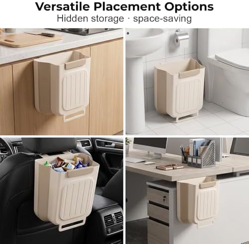 2026 New Foldable Hanging Trash Can, 6L/11L Hanging Bin for Kitchen Cabinet Doors, for Kitchens, Bathrooms, RVs, Cars & Camping (Cream White, 11 Liters) - Image 5