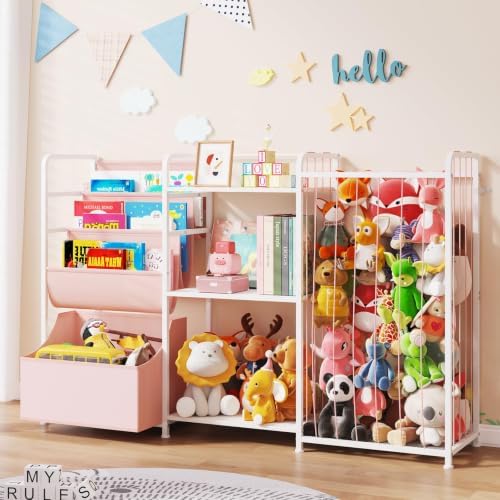 BBLIKE Kids Bookshelf and Toy Storage Organizer with Stuffed Animal Storage by BBLIKE