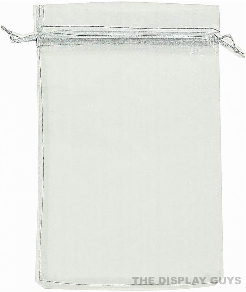 TheDisplayGuys 48-Pack 3x4 Silver Sheer Organza Gift Bags with Drawstring, Jewelry Candy Treat Wedding Party Favors Mesh Pouch
