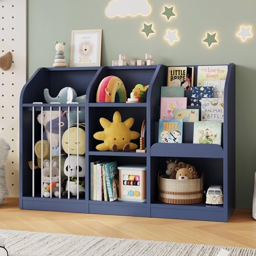 ONBRILL Toy Organizer with Bookshelf & Stuffed Animal Storage, Navy Blue by ONBRILL